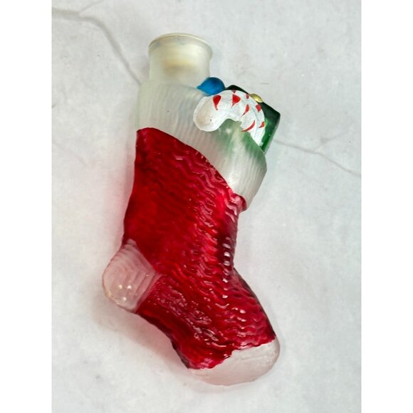 Vintage Old World Christmas Glass Red Stocking Light Cover - Picture 3 of 4
